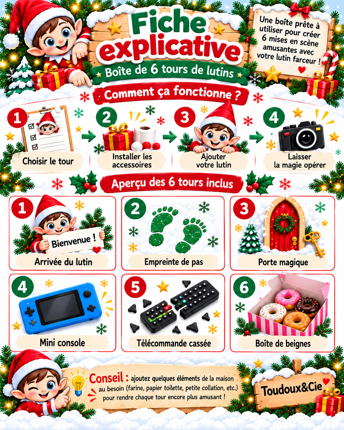 Ensemble de 6 tours de lutin